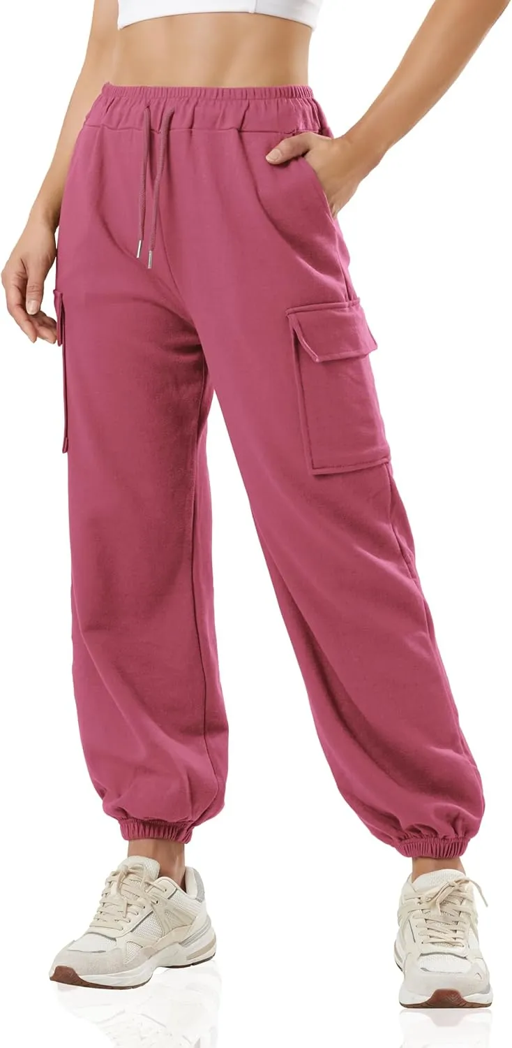 GIVON Women's Cargo Sweatpants Cotton Blend Loose Fit Elastic Bottom High Waist Jogger Pants