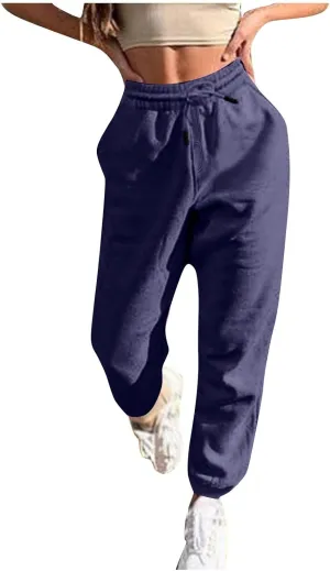 Gumipy Sweat Pants for Womens High Waisted Y2k Trendy Joggers Pants Fleece Lined Lounge Trousers with Pockets Activewear