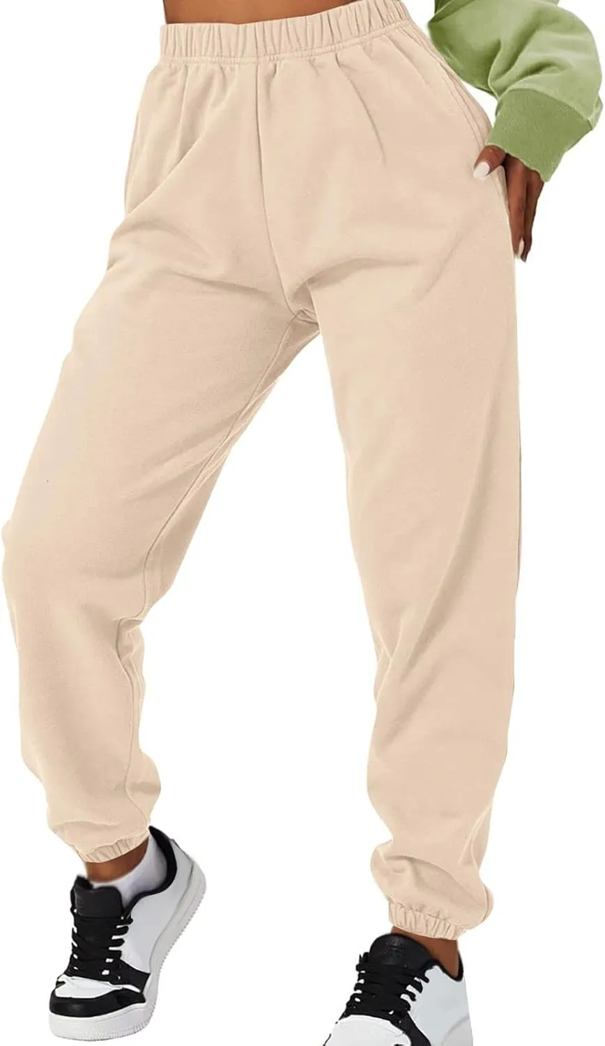 Gumipy Sweat Pants for Womens Plus Size Ultra-Soft Solid Joggers with Pockets Baggy Fleece Lined Lounge Pants Activewear