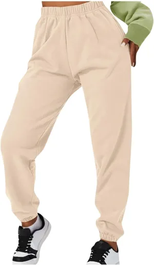 Gumipy Sweat Pants for Womens Plus Size Ultra-Soft Solid Joggers with Pockets Baggy Fleece Lined Lounge Pants Activewear