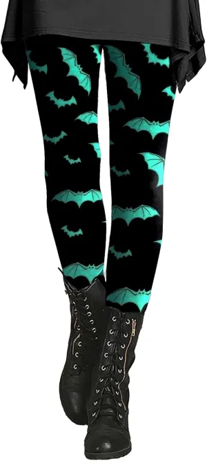 Halloween Leggings for Women High Waist Soft Stretchy Workout Plus Size Yoga Pants Tights Pumpkin Legging Slim