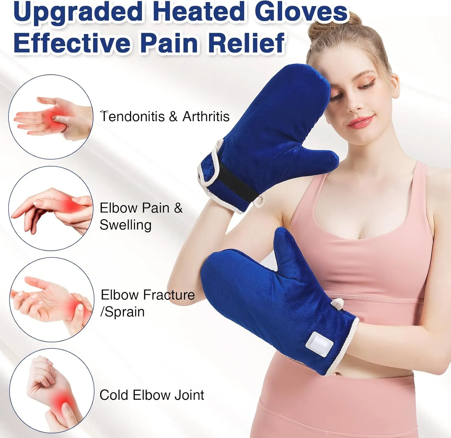 Heated Gloves for Arthritis Hands - Electric Heating Mittens 30s Fast Heat Therapy for Carpal Tunnel Pain Relief - Hand Heating Pad Treatment Wrist Fingers 10-90Min Auto Shut Off & 86℉-158℉ Temp