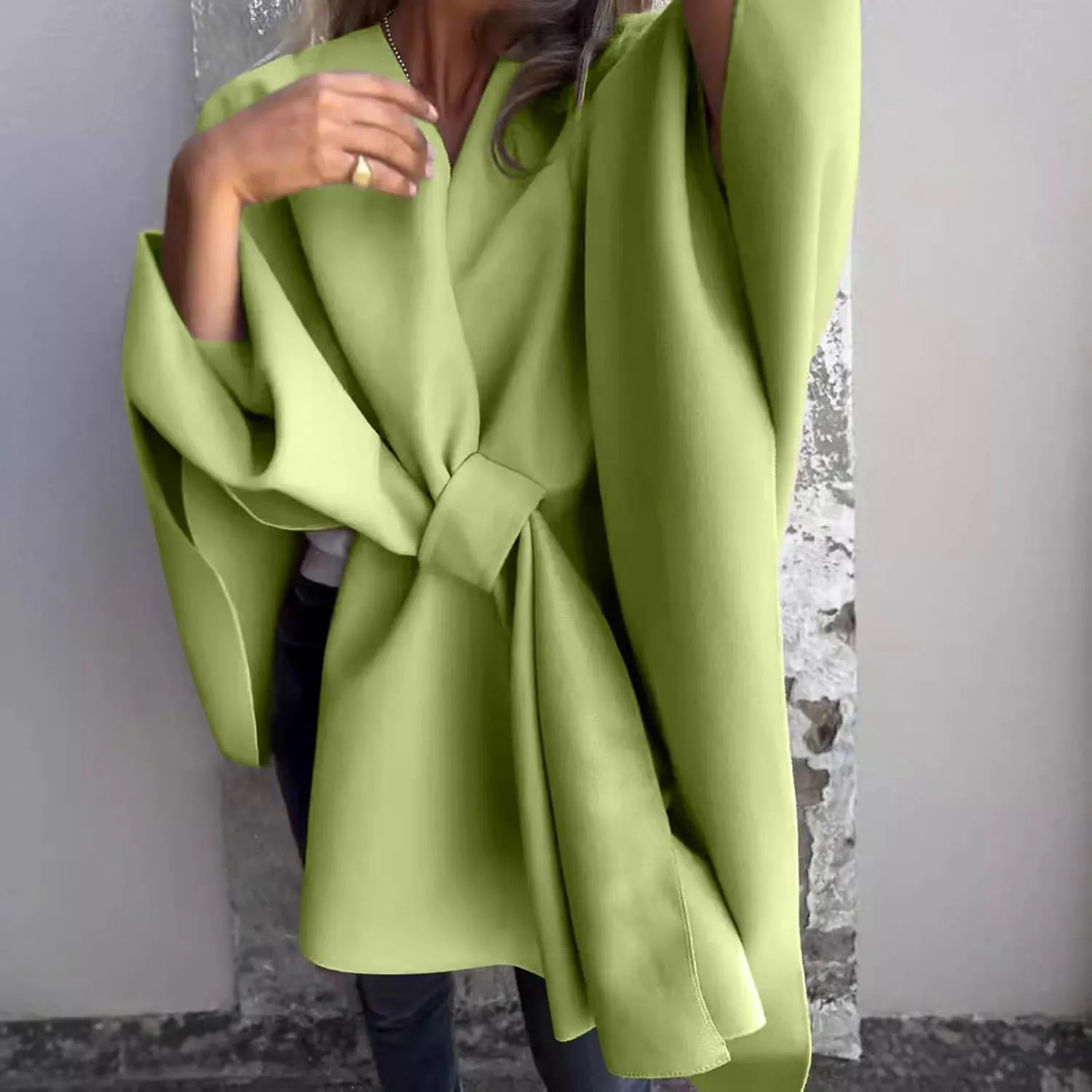 HGps8w Women's Wool Blend Shawls and Wraps, Stylish Oversized Open Front Poncho Cape Cardigan for Fall Winter