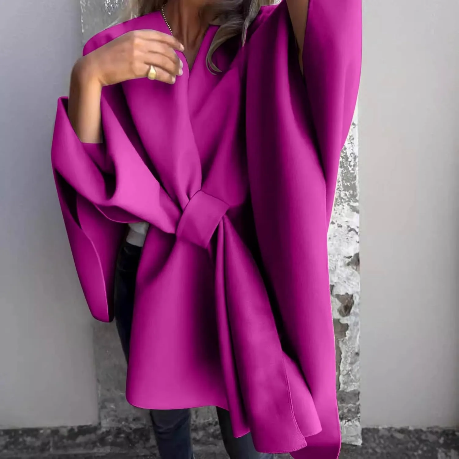 HGps8w Women's Wool Blend Shawls and Wraps, Stylish Oversized Open Front Poncho Cape Cardigan for Fall Winter
