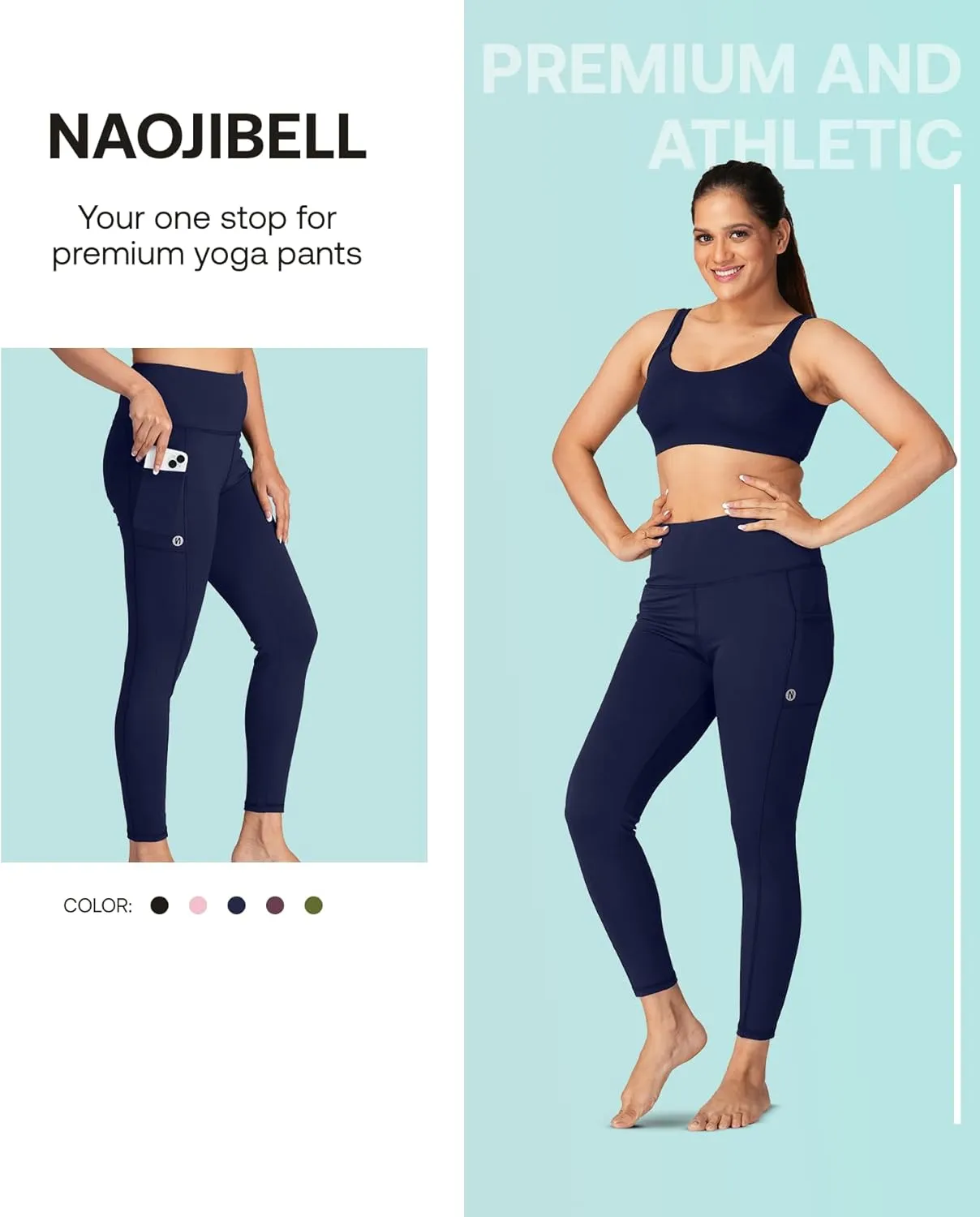 High-Waisted Yoga Pants  Buttery Soft, Tummy Control Leggings with Pockets for Workout & Casual Wear