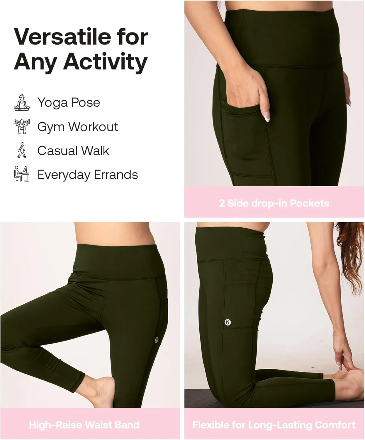 High-Waisted Yoga Pants  Buttery Soft, Tummy Control Leggings with Pockets for Workout & Casual Wear