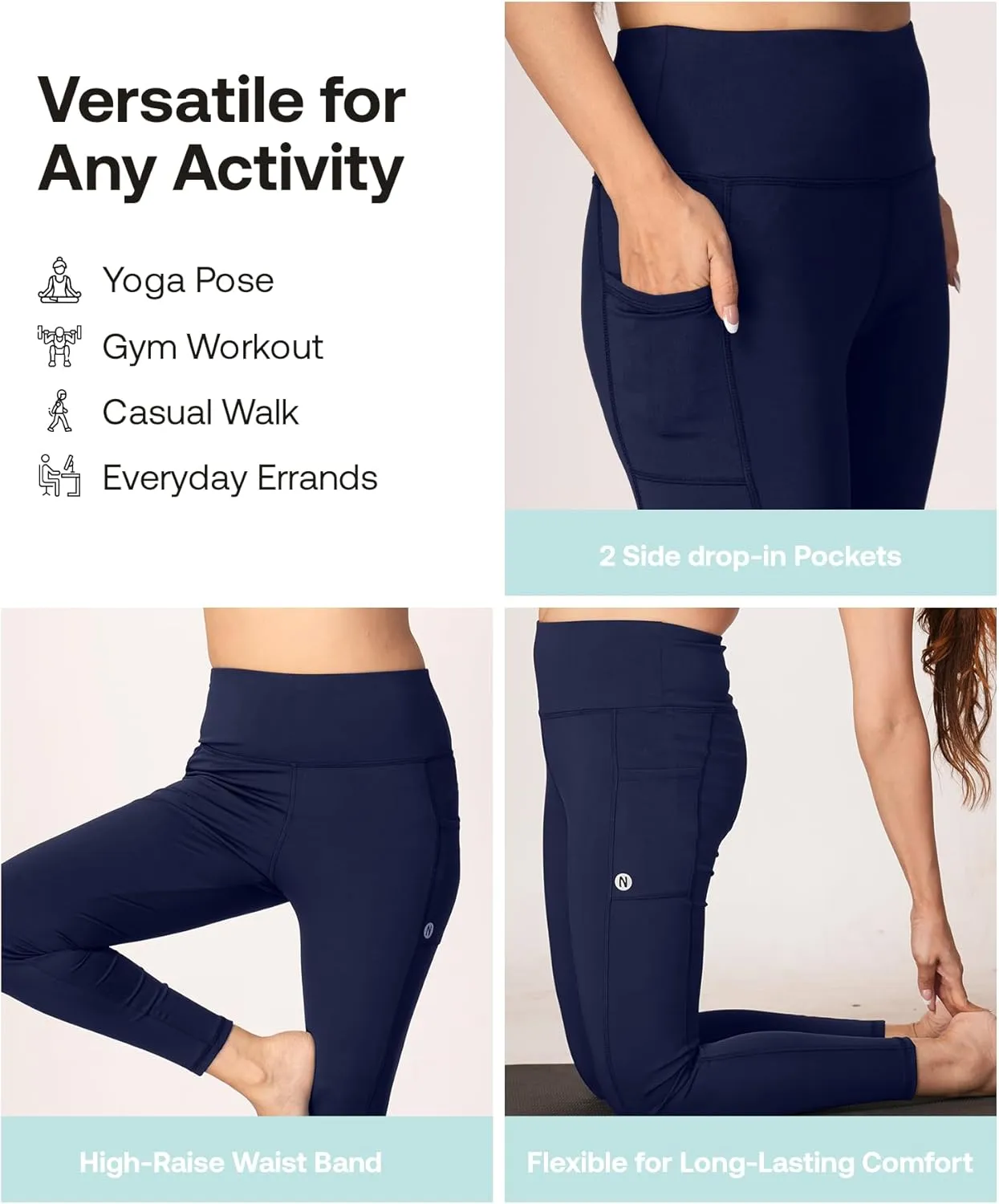 High-Waisted Yoga Pants  Buttery Soft, Tummy Control Leggings with Pockets for Workout & Casual Wear