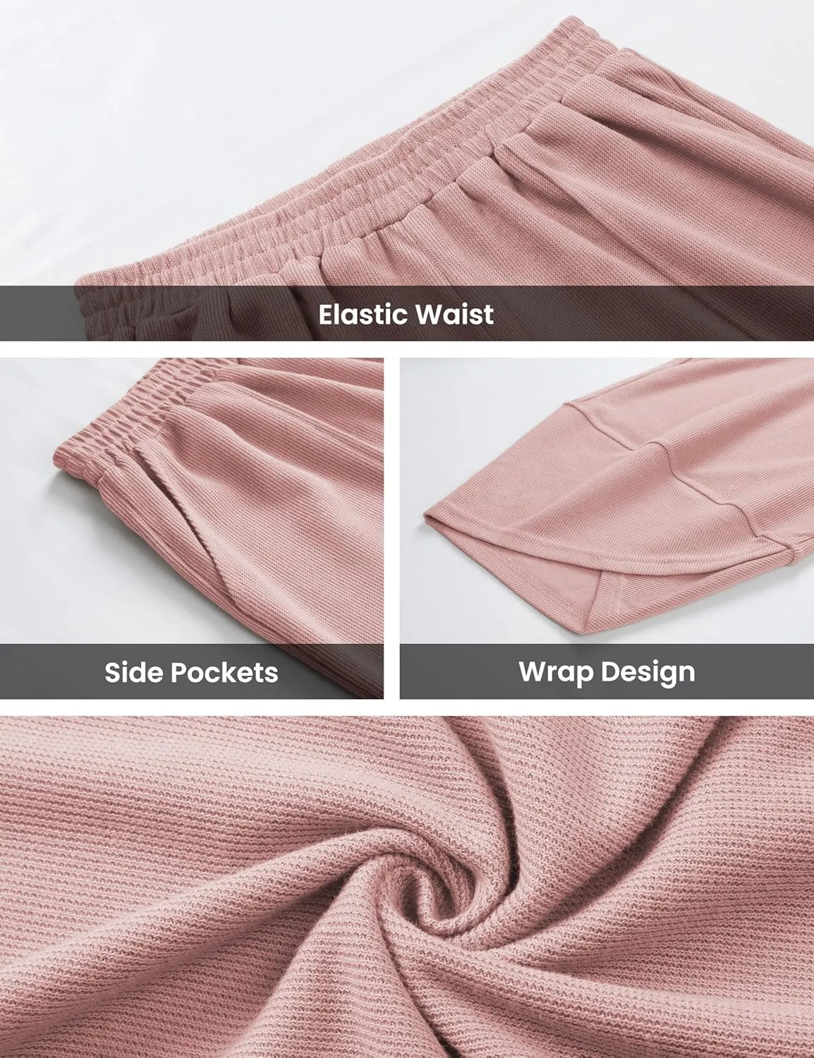 Himosyber Women Cotton Pants Wide Leg Pants Casual Loose Baggy Elastic Waist Beach Palazzo Harem Pants