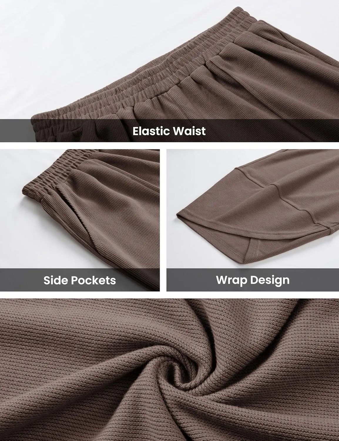 Himosyber Women Cotton Pants Wide Leg Pants Casual Loose Baggy Elastic Waist Beach Palazzo Harem Pants