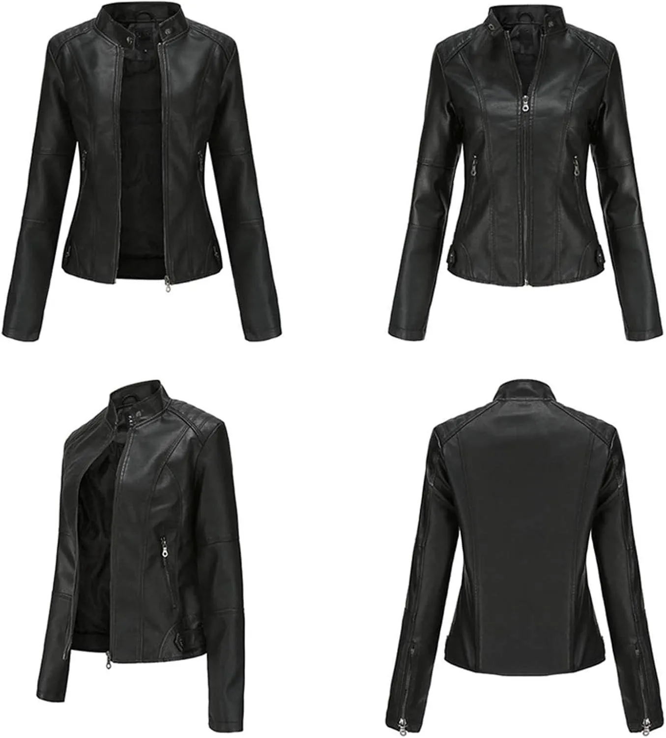 HINDOLA Womens Faux Leather Jackets Short Motorcycle Jacket Winter Fashion Moto Biker Casual Jackets Coat