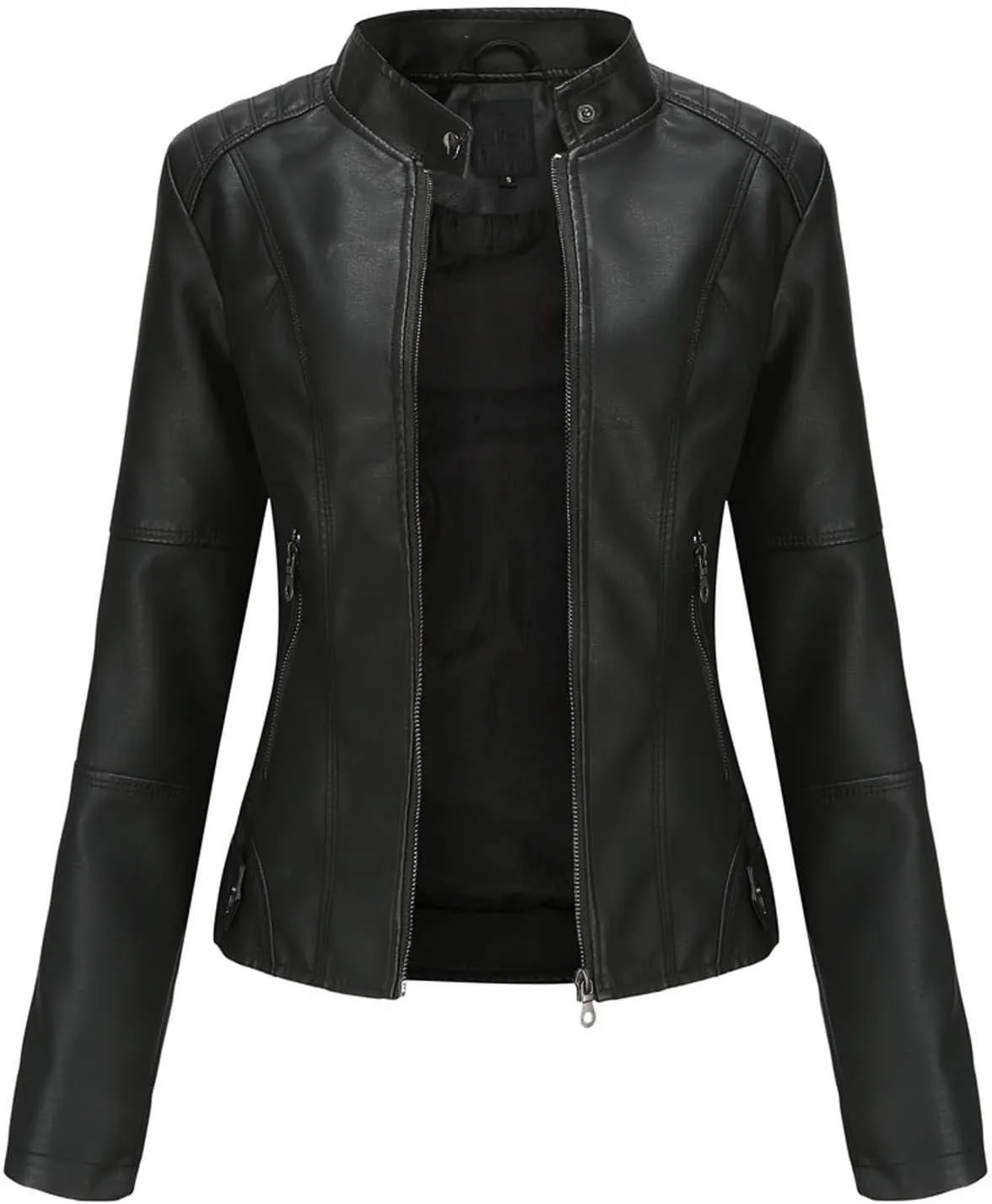 HINDOLA Womens Faux Leather Jackets Short Motorcycle Jacket Winter Fashion Moto Biker Casual Jackets Coat