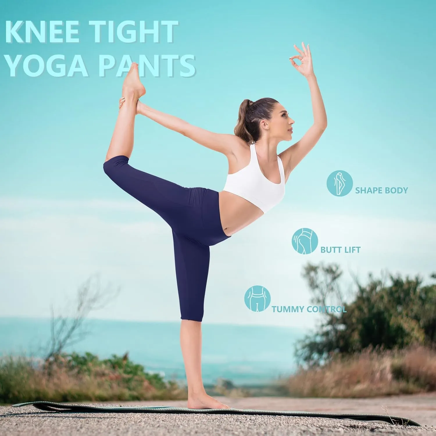 HISKYWIN Inner Pocket Yoga Pants 4 Way Stretch Tummy Control Workout Running Pants, Long Bootleg Flare Pants