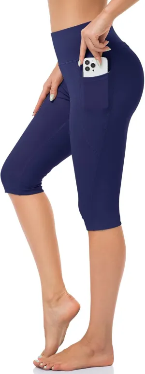 HISKYWIN Inner Pocket Yoga Pants 4 Way Stretch Tummy Control Workout Running Pants, Long Bootleg Flare Pants