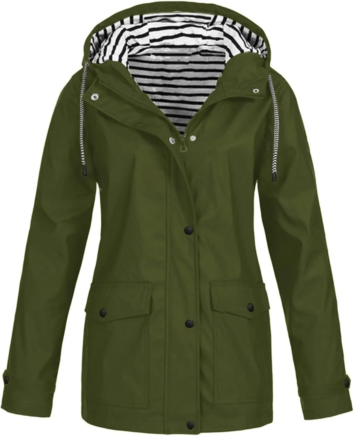 HTHLVMD Rain Jacket Women 2024 Yellowjackets Fall Lightweight Waterproof Windbreaker Outdoor Hooded Trench Coat for Women