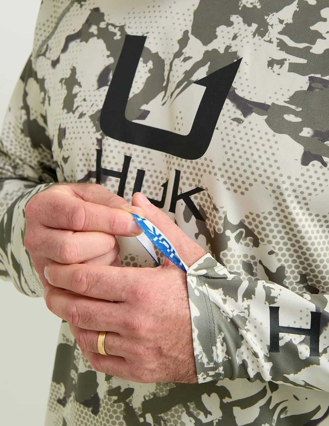 HUK Mens KC Scott Patterned Pursuit Hoodie, Hooded Fishing Shirt, Marolina Blue, 3X-Large