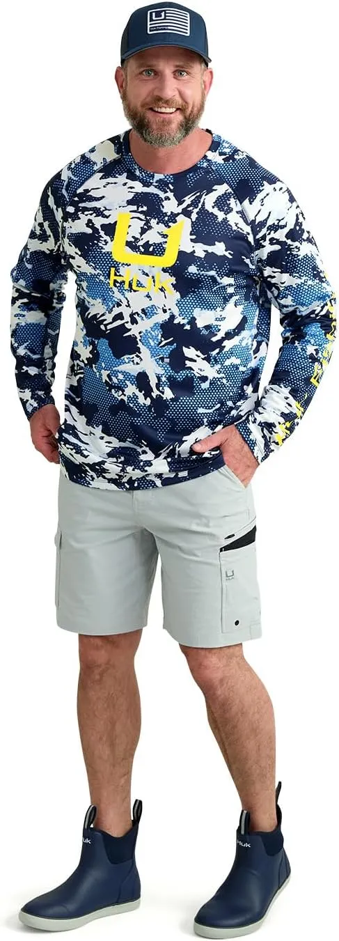 HUK Mens KC Scott Patterned Pursuit Shirt, Performance Fishing Shirt, Marolina Blue, 3X-Large