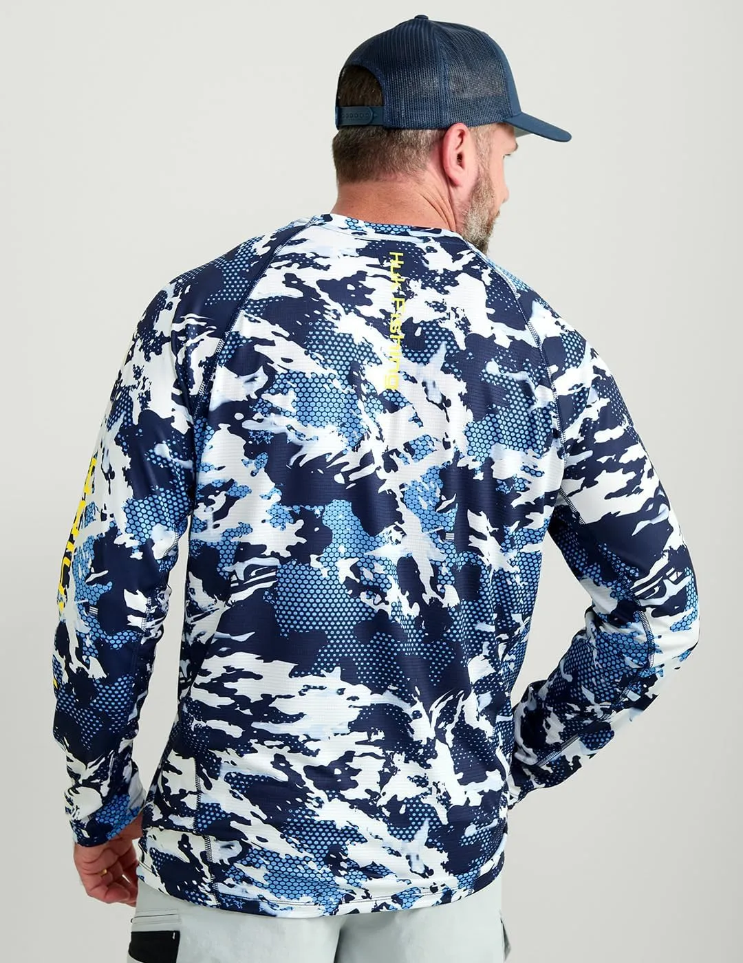 HUK Mens KC Scott Patterned Pursuit Shirt, Performance Fishing Shirt, Marolina Blue, 3X-Large