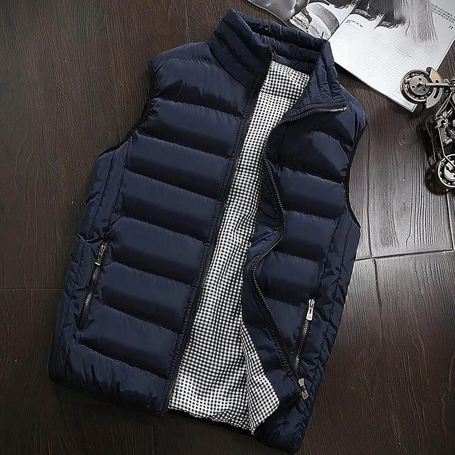 Jackets for Men Fall Winter Coats Padded Cotton Vest Warm Hooded Thick Tops Jacket Jackets