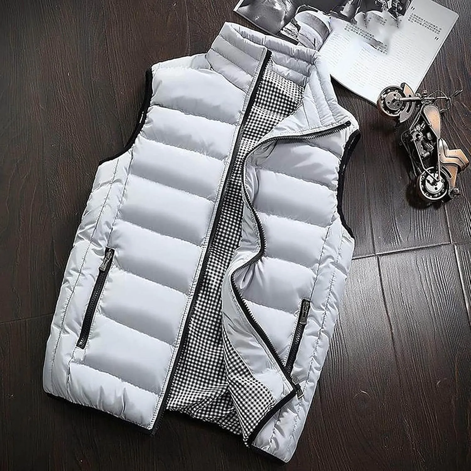 Jackets for Men Fall Winter Coats Padded Cotton Vest Warm Hooded Thick Tops Jacket Jackets