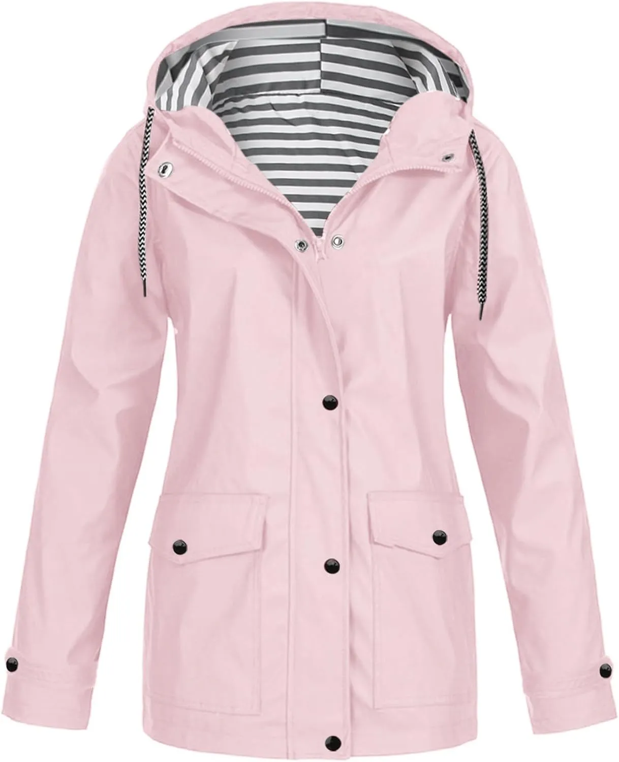 Jackets for Women Fall Winter Regular Fit Windproof Waterproof Rain Coats Full Zip Outdoor Windbreaker Jacket with Pockets