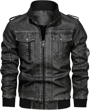 JEShifangjiusu Men'S Distressed Denim Jackets Classic Full Zipper Trucker Jean Coat Vintage Long Sleeve Jackets Outerwear