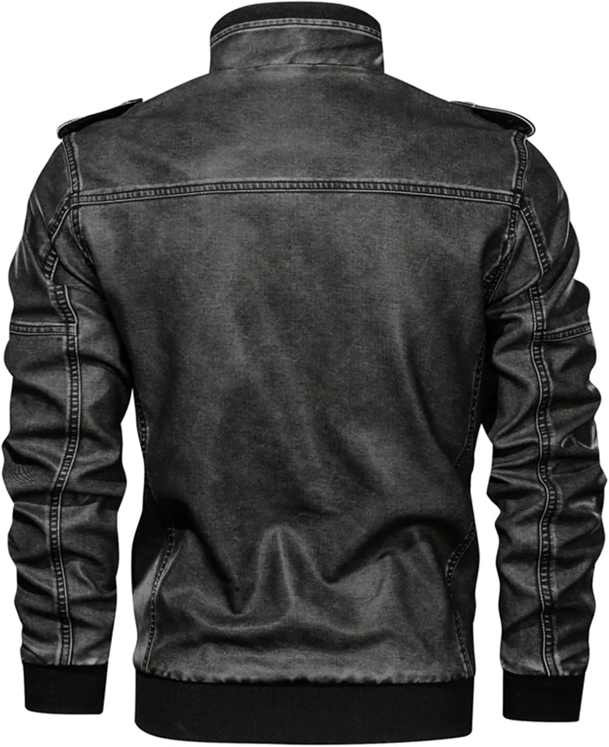JEShifangjiusu Men'S Distressed Denim Jackets Classic Full Zipper Trucker Jean Coat Vintage Long Sleeve Jackets Outerwear