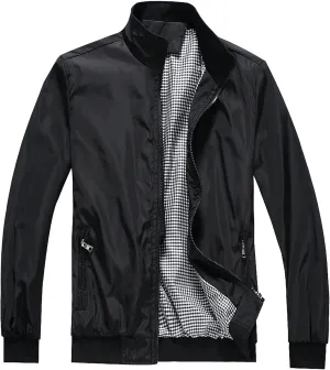 JEsilunmaMY Men's Casual Business Jackets Full Zip Stand Collar Lightweight Jackets Windproof Windbreaker Bomber Coat