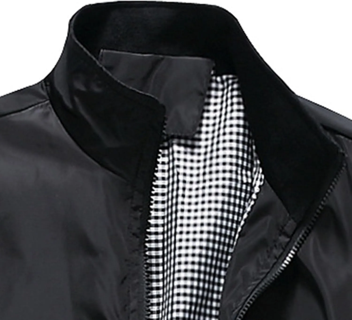 JEsilunmaMY Men's Casual Business Jackets Full Zip Stand Collar Lightweight Jackets Windproof Windbreaker Bomber Coat