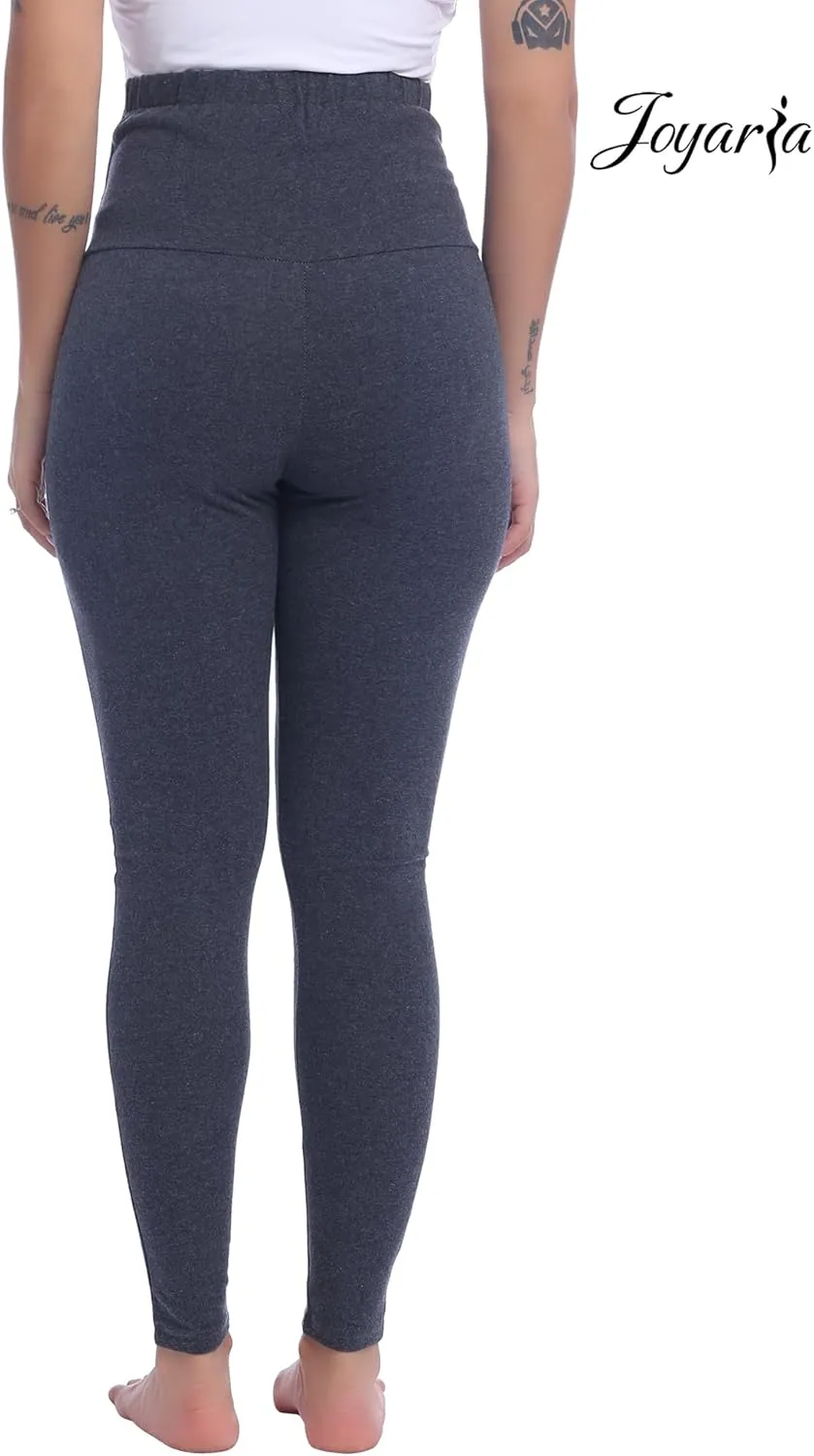 Joyaria Maternity Leggings Over The Belly Cotton Pregnancy Tight Pants Stretchy Comfy Yoga Workout Activewear S-XXL