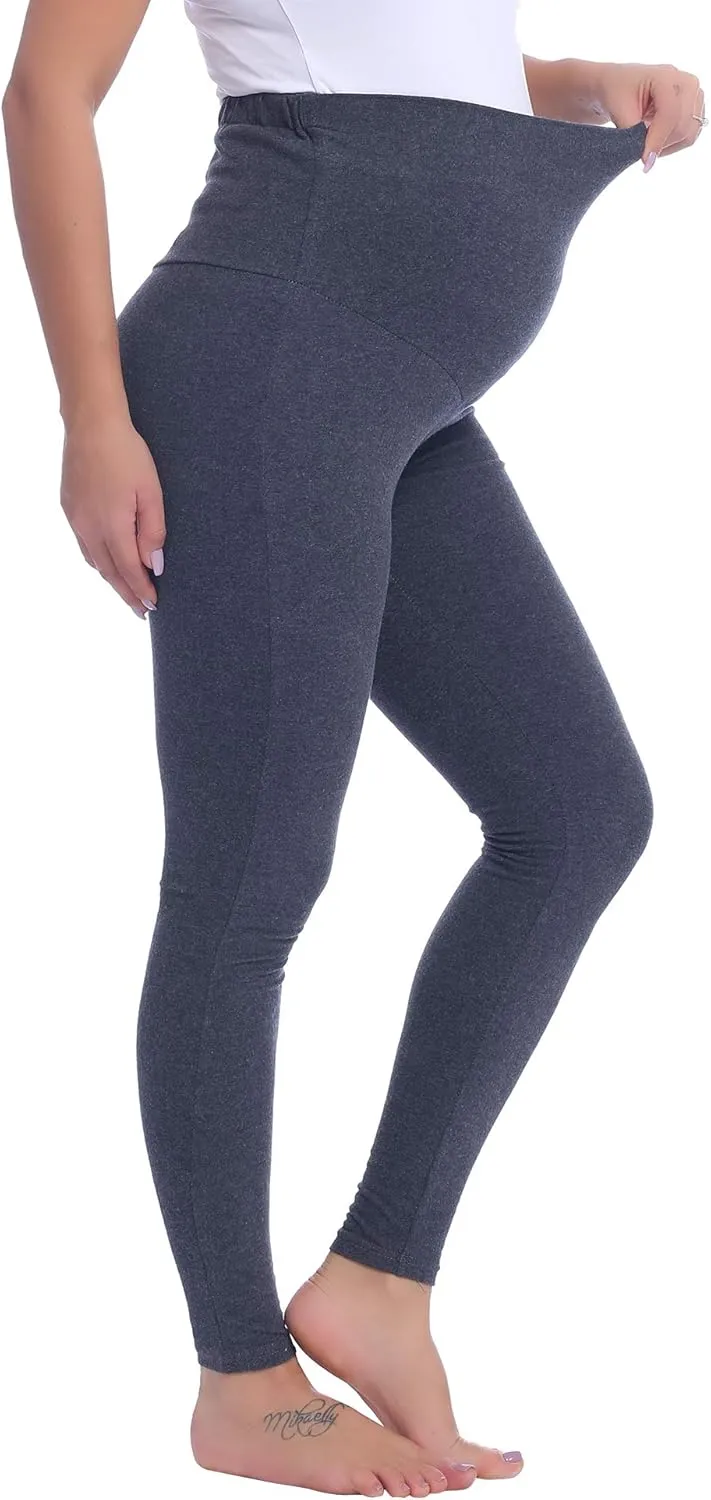 Joyaria Maternity Leggings Over The Belly Cotton Pregnancy Tight Pants Stretchy Comfy Yoga Workout Activewear S-XXL