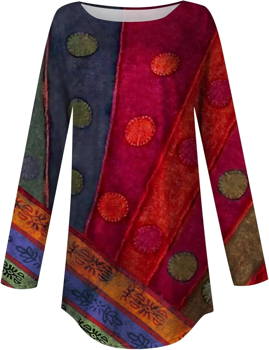 Ladies Tops And Blouses Long Sleeve Casual Shirts Crew Neck Blouses Fall Tie Dye Sweatshirts, Small-5X-Large