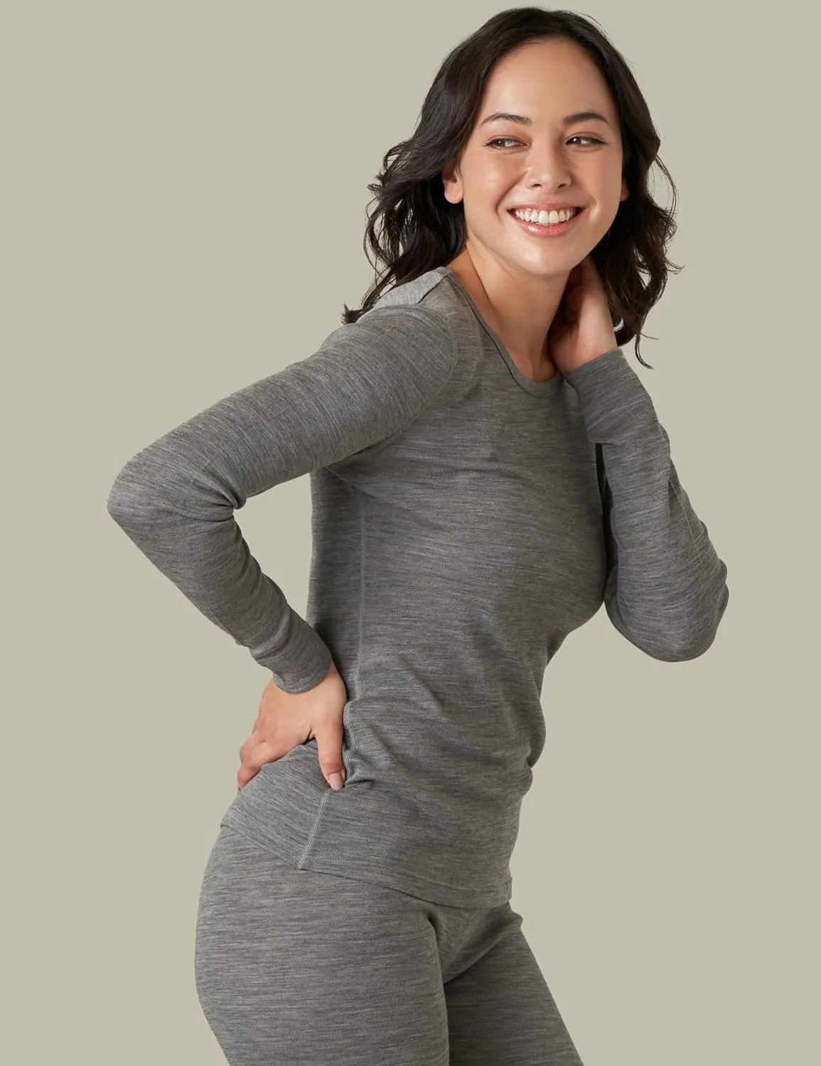 LAPASA Womens 100% Merino Wool Base Layer Midweight Activewear Thermal Underwear Long John Shirt Long Sleeve Pants L48/L49