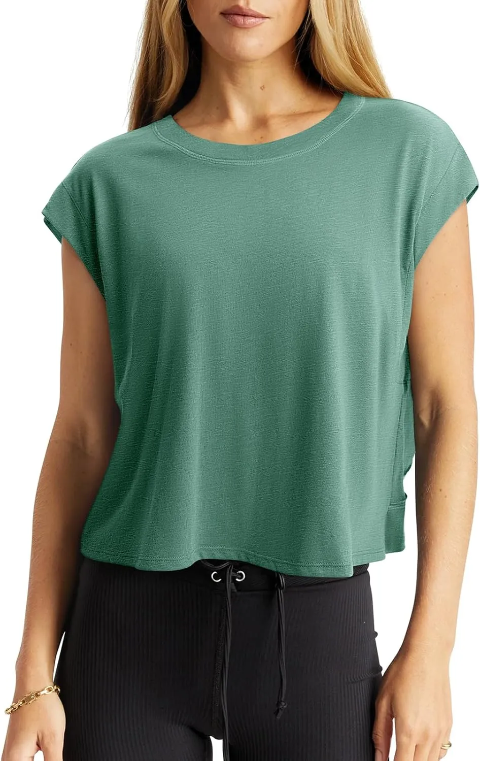 LASLULU Womens Open Back Workout Tops Backless Athletic Shirt Sleeveless Oversized Wrap Crop Tank Tops Running Gym Yoga Tee