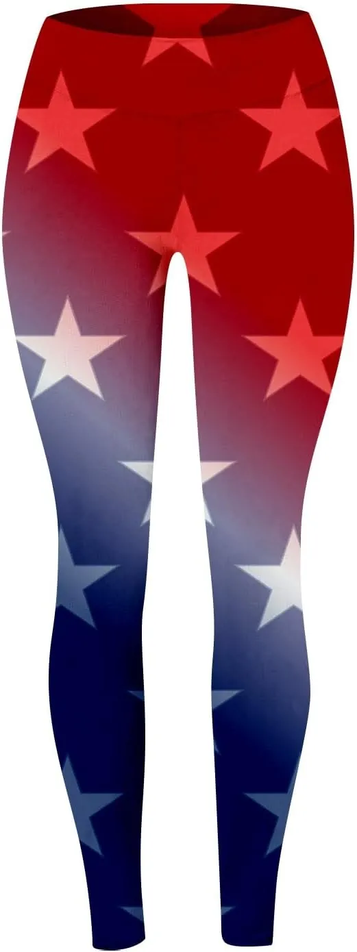 LCMTWX High Waisted Capri Leggings for Women Fourth of July American Flag Patterned Compression Tights Women USA Flag para