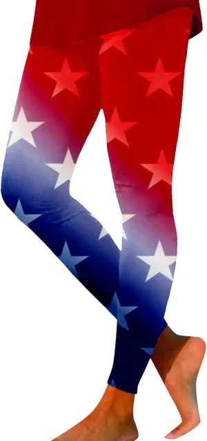 LCMTWX High Waisted Capri Leggings for Women Fourth of July American Flag Patterned Compression Tights Women USA Flag para