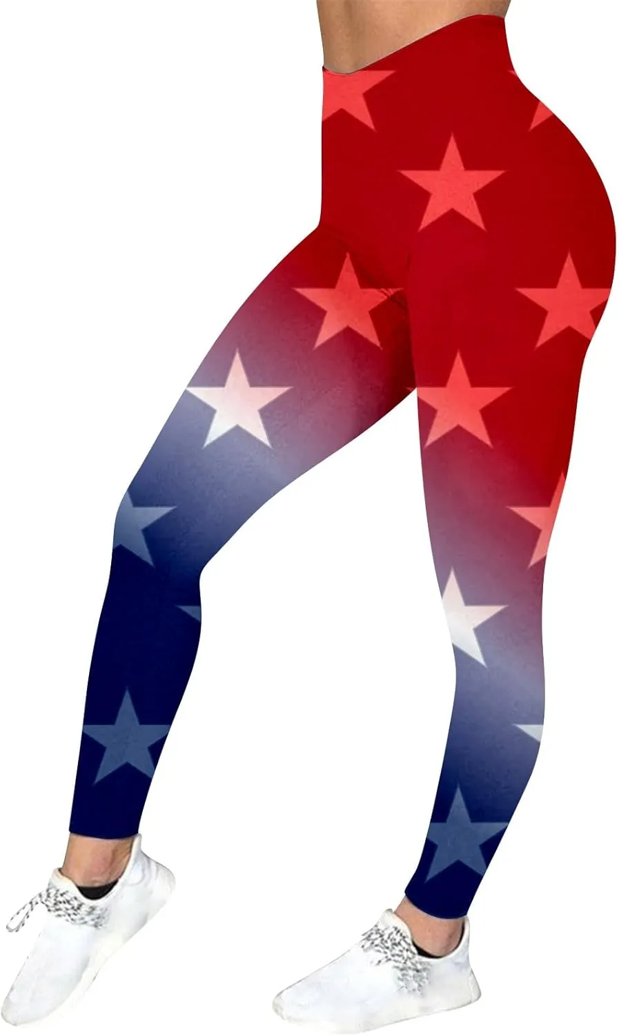 LCMTWX High Waisted Capri Leggings for Women Fourth of July American Flag Patterned Compression Tights Women USA Flag para