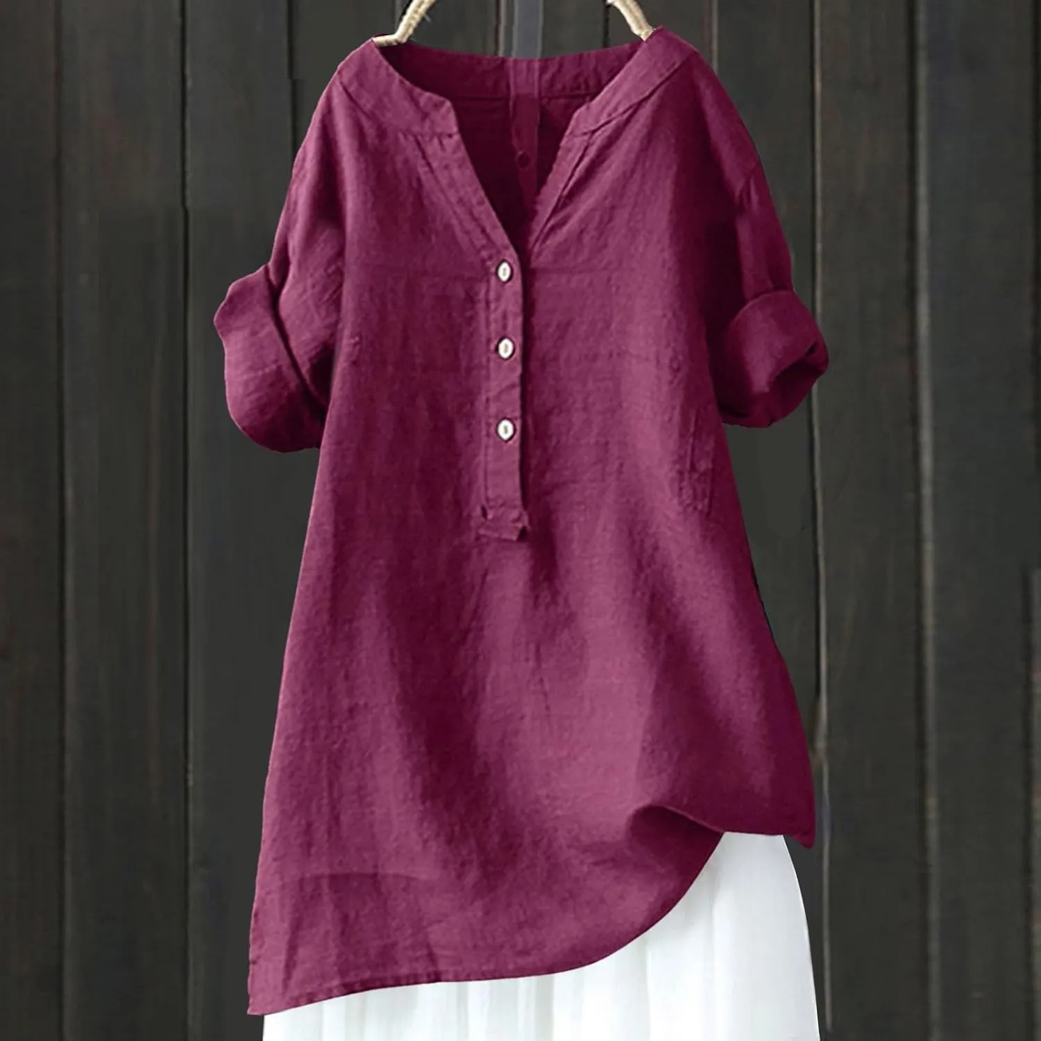Linen Shirt for Women Breathable Tops Loose Crewneck Tops Womens Daily t Shirts Summer Shirts for Women 2025