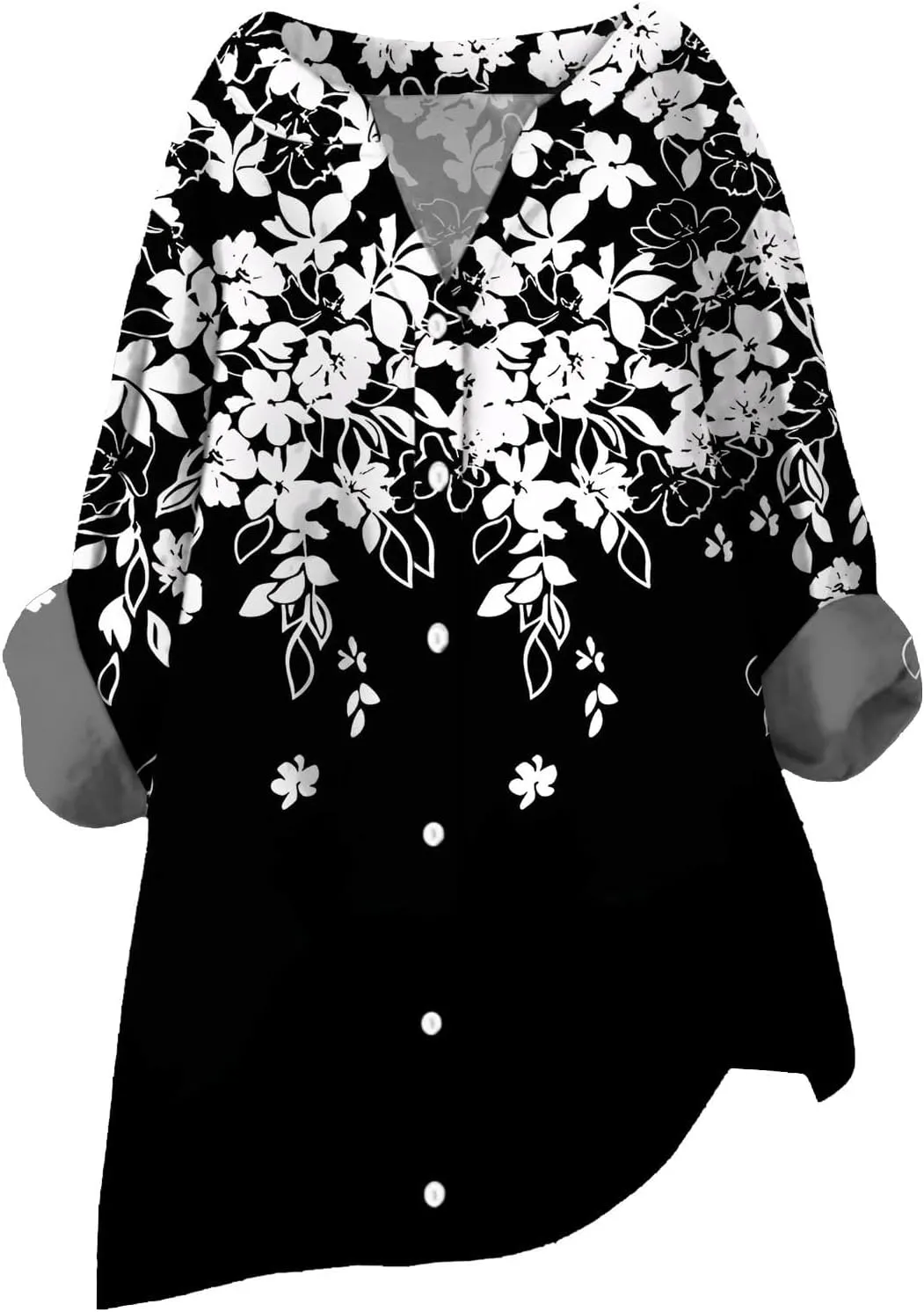 Linen Shirt Womens Roll Half Sleeve Button-up Casual Dress Front Floral Graphic Chic Shirt Aesthetics Elegant Blouse