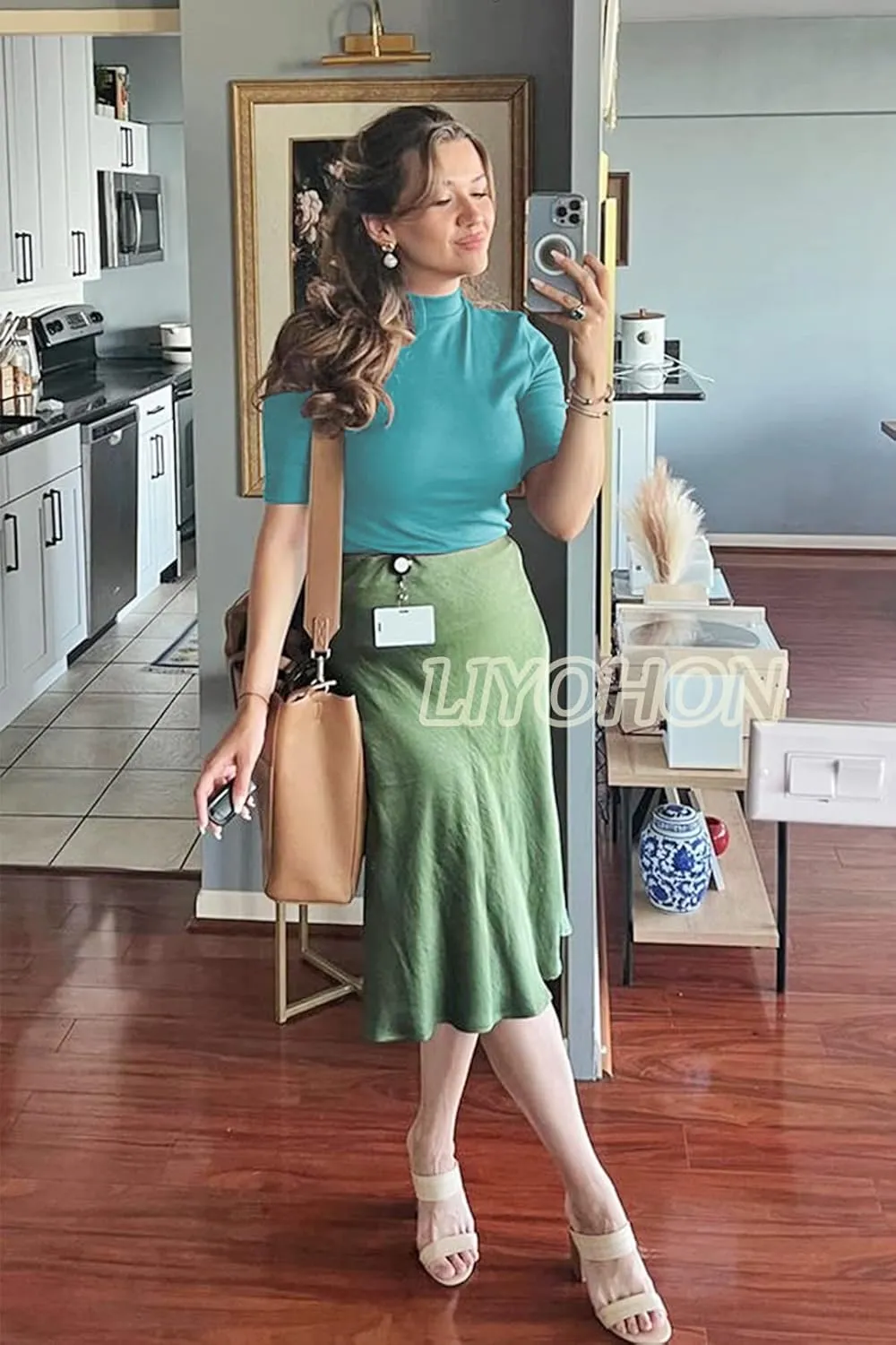 LIYOHON Womens Tops Dressy Casual Mock Turtleneck Business Short Sleeve T Shirts Going Out Tops 2025