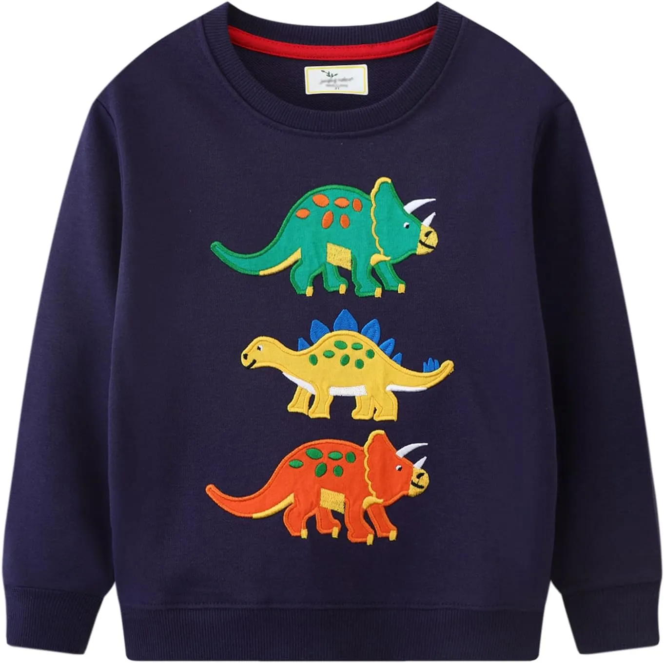 LOKTARC 2 Pack Toddler Boys Sweatshirts Patterned Long Sleeve Pullover Crewneck Tops Shirts