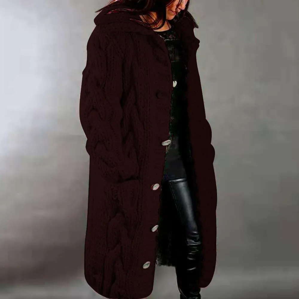 Long Cable Knit Cardigans for Women Chunky Thick Sweater Coat Knitted Open Front Cardigan Sweater Jacket Outerwear