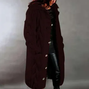 Long Cable Knit Cardigans for Women Chunky Thick Sweater Coat Knitted Open Front Cardigan Sweater Jacket Outerwear