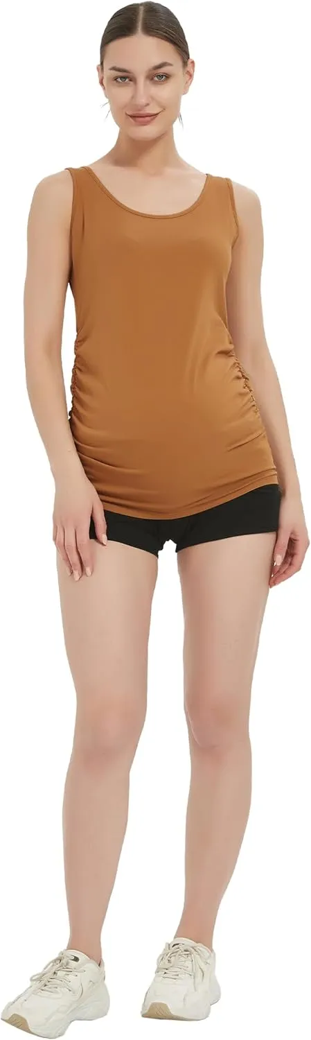 Maternity Tank Top for Women Cotton Comfy SleevelessYoga Workout Pregnancy Basic Vest Athletic Mama Clothes