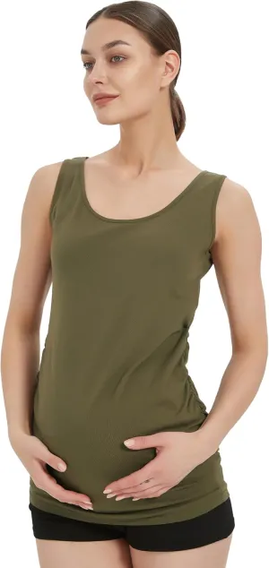Maternity Tank Top for Women Cotton Comfy SleevelessYoga Workout Pregnancy Basic Vest Athletic Mama Clothes