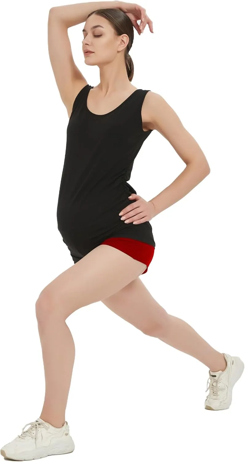 Maternity Tank Top for Women Cotton Comfy SleevelessYoga Workout Pregnancy Basic Vest Athletic Mama Clothes
