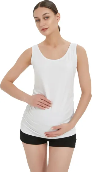Maternity Tank Top for Women Cotton Comfy SleevelessYoga Workout Pregnancy Basic Vest Athletic Mama Clothes