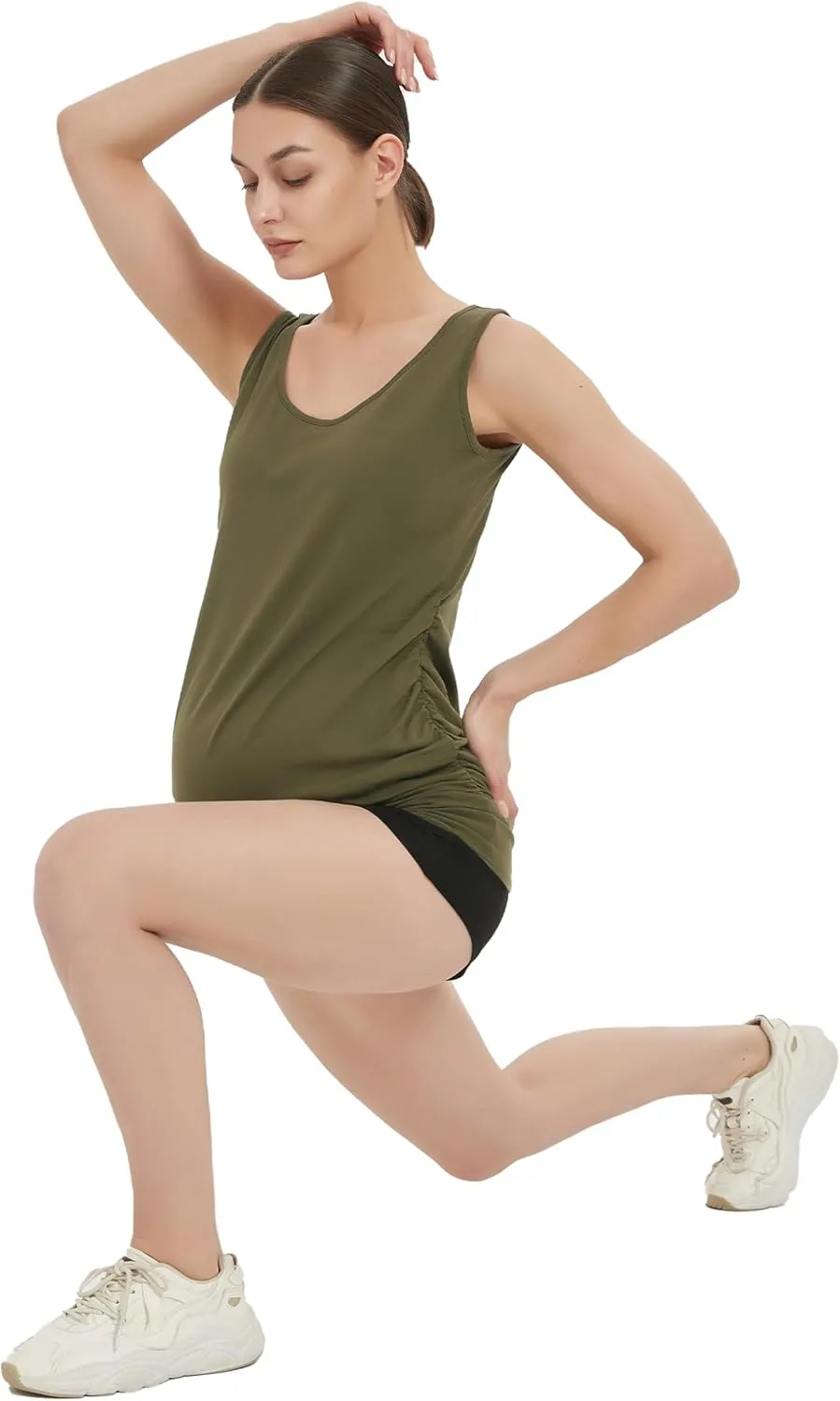 Maternity Tank Top for Women Cotton Comfy SleevelessYoga Workout Pregnancy Basic Vest Athletic Mama Clothes