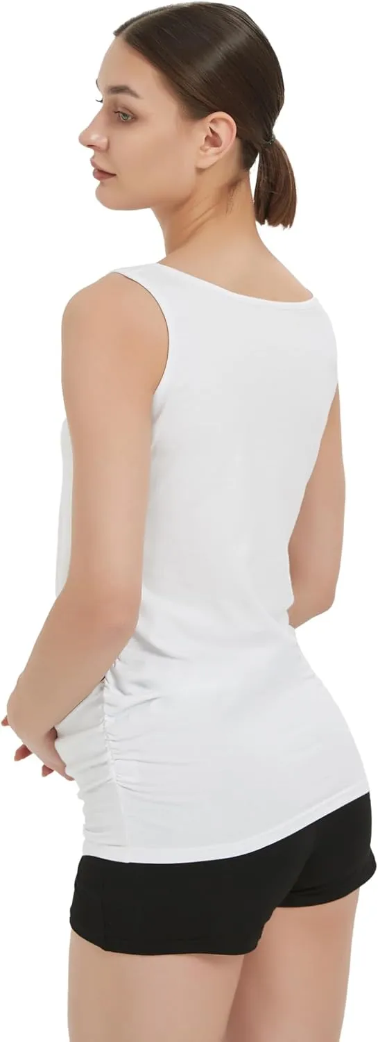 Maternity Tank Top for Women Cotton Comfy SleevelessYoga Workout Pregnancy Basic Vest Athletic Mama Clothes