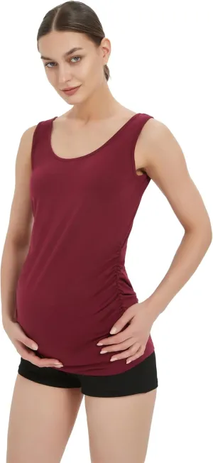 Maternity Tank Top for Women Cotton Comfy SleevelessYoga Workout Pregnancy Basic Vest Athletic Mama Clothes