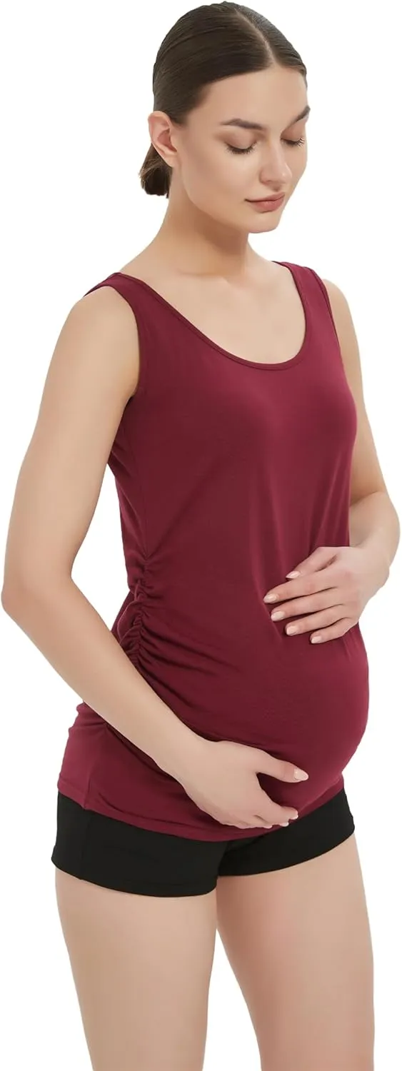 Maternity Tank Top for Women Cotton Comfy SleevelessYoga Workout Pregnancy Basic Vest Athletic Mama Clothes